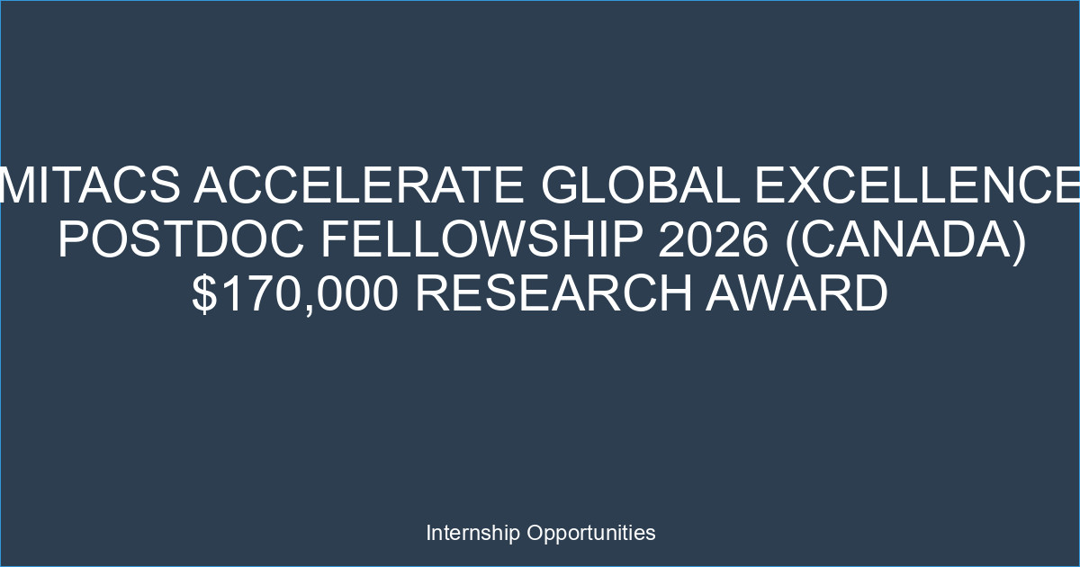 Mitacs Accelerate Global Excellence Postdoc Fellowship 2026 (Canada) $170,000 Research Award